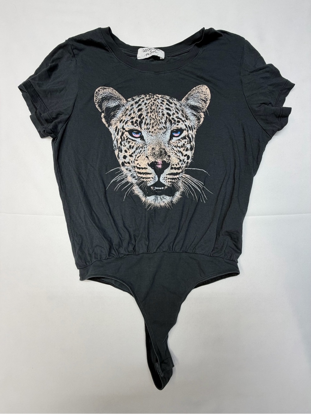 Daydreamer Free People Black Leopard Face Graphic Bodysuit Y2K Streetwear